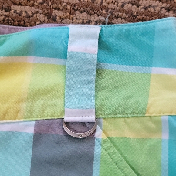 Lija Knee Length Green Yellow Plaid Bermuda Shorts Size 8 - Picture 5 of 5